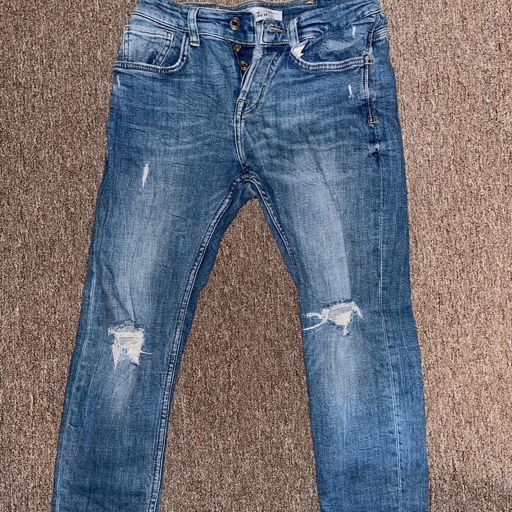 Zara Blue Ripped Skinny Jeans Men US30